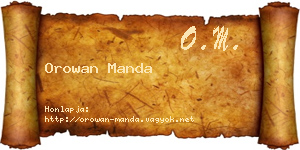 Orowan Manda névjegykártya